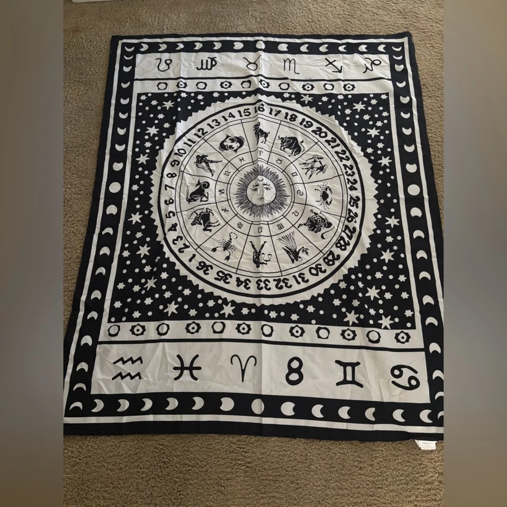 Astrological Black and White Wall Tapestry